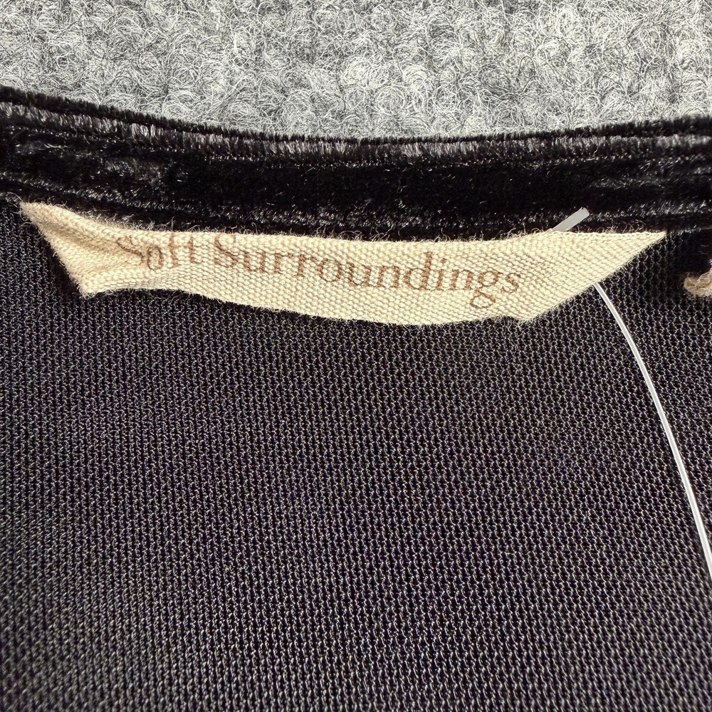 Soft Surroundings Shirt Womens Medium Black Velvet Tunic Wrap‎ Top Party Holiday - Picture 7 of 11
